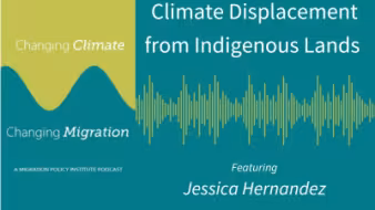 Changing Climate Changing Migration Logo - sound waves on a teal background