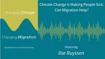 Changing Climate Changing Migration Logo - sound waves on a teal background
