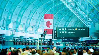 Airport with Canadian flag