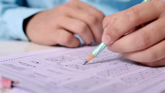 A student taking an exam