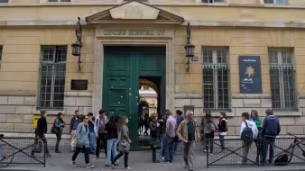 Pupils outside a school in Paris