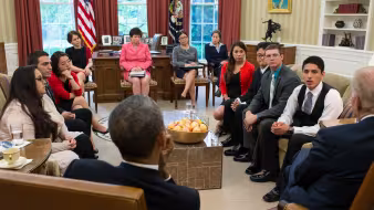 President Obama and Vice President Biden meet with DACA recipients in the Oval Office