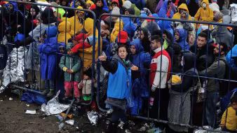 A UNHCR protection officer searches for people in need of immediate help at the border between Serbia and Croatia.