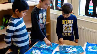 Students at the Refugee Center in Katwijk, the Netherlands