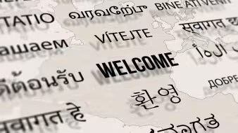 The word "welcome" in many languages