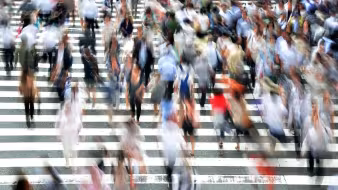 Pedestrians crossing the street