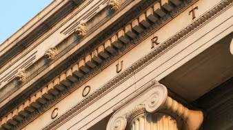 Architectural detail on the outside of a courthouse