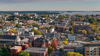 An aerial photo of Portland, Maine