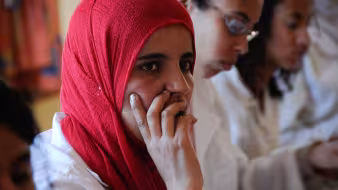 Young women at a vocational education and training center in Morocco