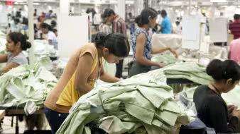 Migrant workers at a textile factory in Jordan