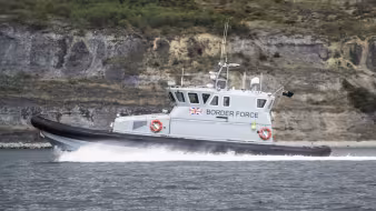 A Border Force boat patrols the UK coast.