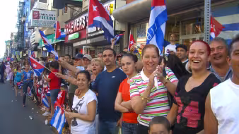 People celebrating a Cuban Day Parade