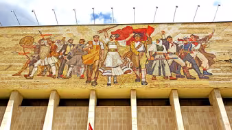 The National Museum of History in Tirana, Albania features a large mosaic with nationalist imagery.