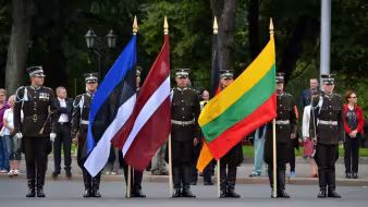 Flags from Estonia, Latvia, and Lithuania on display