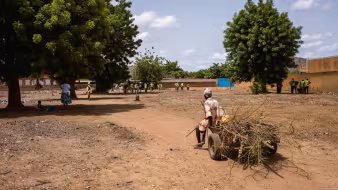 Returned migrants participate in development work in Burkina Faso.