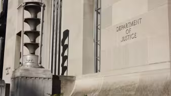 Outside of the Justice Department building