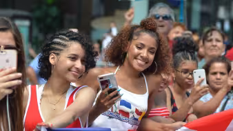 Image of marchers at Dominican Day parade in New York City