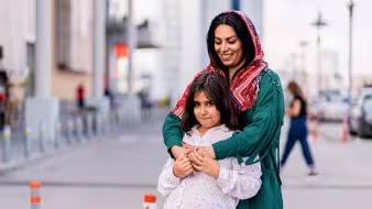 Mother and daughter from Middle Eastern background