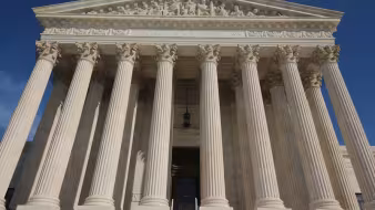 The U.S. Supreme Court building's west entrance