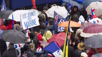 People in France rally for far-right politician Marine Le Pen on May Day.