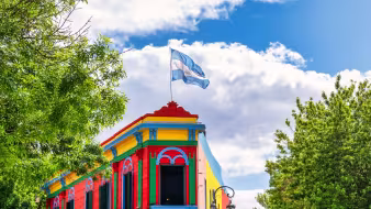 Argentina's flag in the La Boca neighborhood of Buenos Aires.