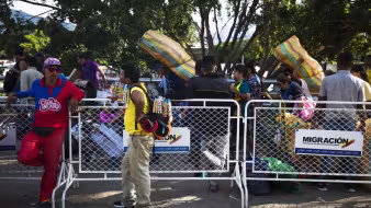 Migrantes venezolanos en la frontera colombiana.