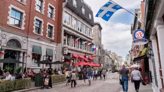 A busy street in Old Montreal