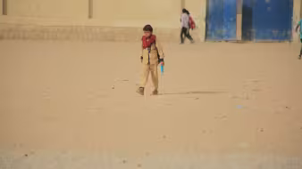 A student at a school in Yemen attended by many displaced children.