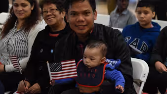 A family at naturalization ceremony