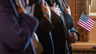 A naturalization ceremony at the White House.