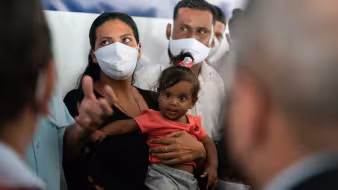 Venezuelan migrants at a reception center in Brazil.