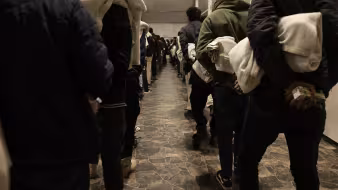 Unauthorized immigrants in the process of being deported from the United States.