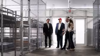 President Donald Trump tours the Alligator Alcatraz immigration detention facility in Florida
