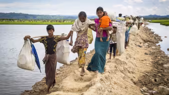 Rohingya families from Myanmar arrive in Bangladesh