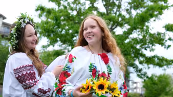 Girls in traditional Ukrainian attire.